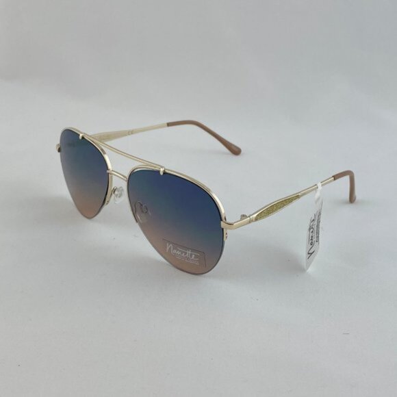 Nanette Aviator Sunglasses Gold & Beige Glitter